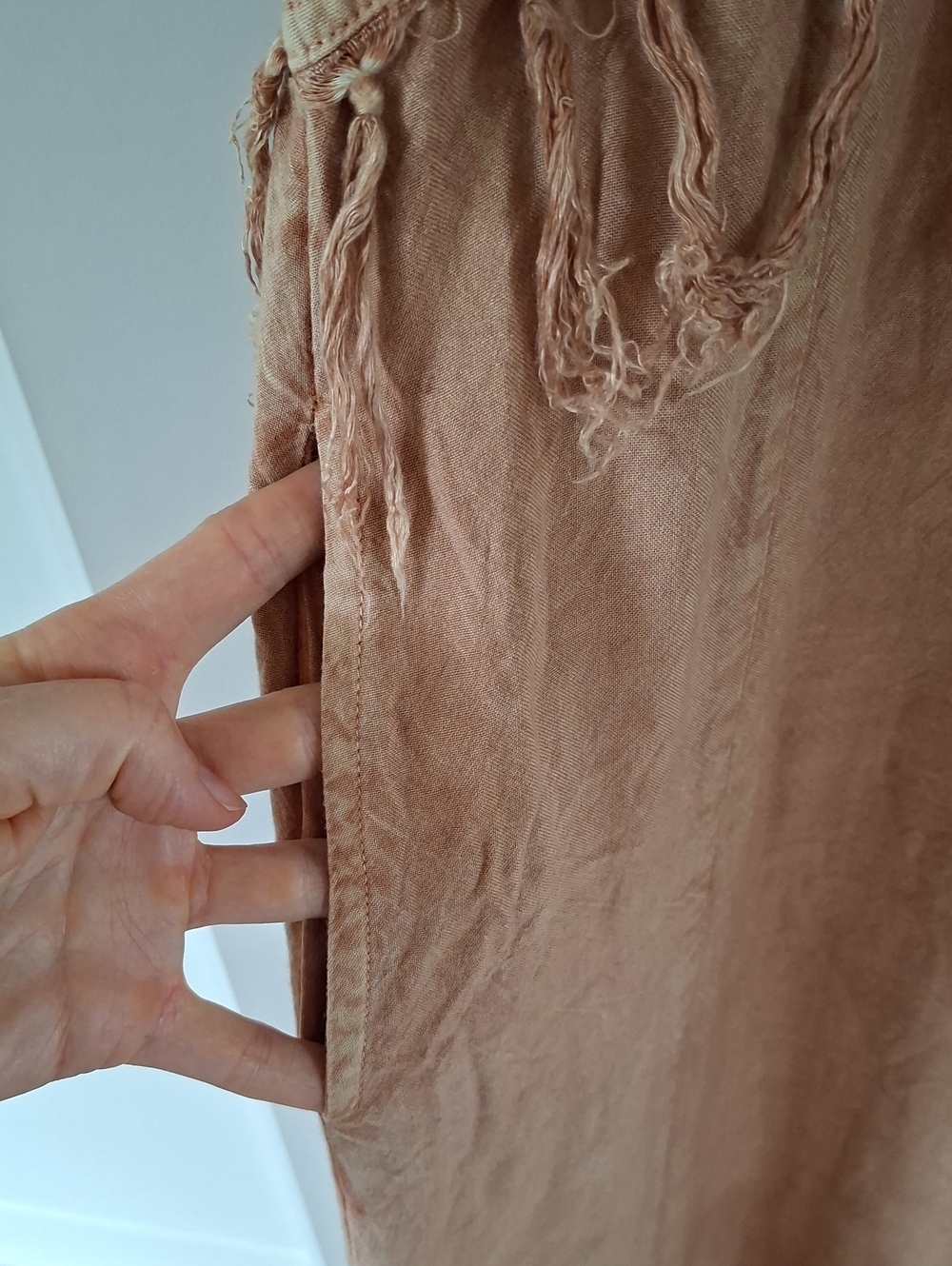 Vintage 90's Mustard Yellow Flowy Floral Tassel-detail Rayon Maxi Dress (Size M) - Picture 5 of 8